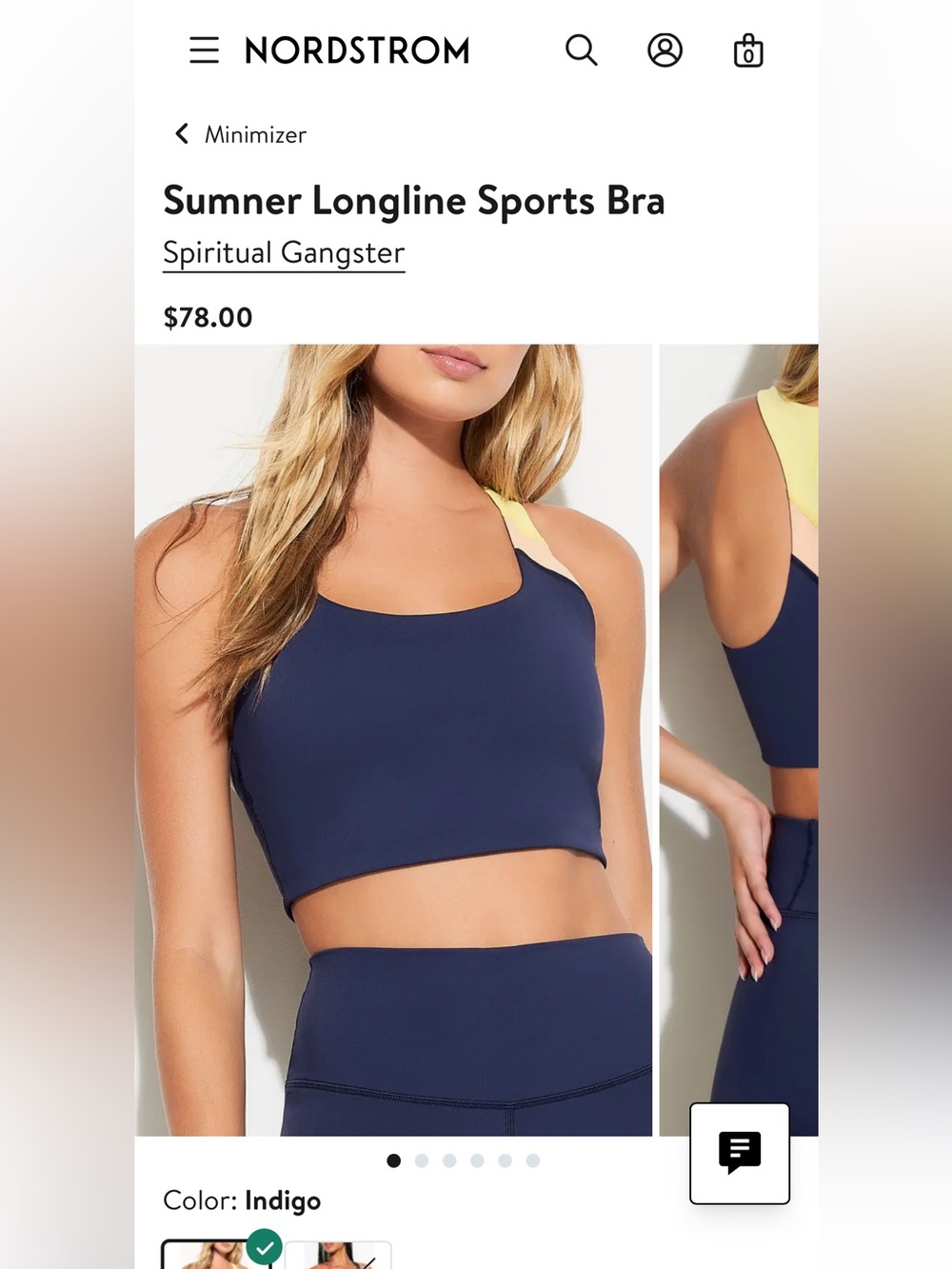 Spiritual Gangster Indigo and Yellow Longline Sports Bra